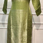 Elegant Lime Green Tissue Silk Straight-Cut 3-Piece Set (RT1433)