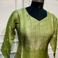 Elegant Lime Green Tissue Silk Straight-Cut 3-Piece Set (RT1433)