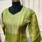 Elegant Lime Green Tissue Silk Straight-Cut 3-Piece Set (RT1433)