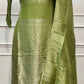 Elegant Lime Green Tissue Silk Straight-Cut 3-Piece Set (RT1433)