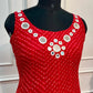 Ruby Red Mirrorwork Georgette Anarkali Set (RT1445)