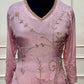 Dusty Pink Chinon A-Line Embroidered Suit Set (RT1449)