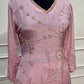 Dusty Pink Chinon A-Line Embroidered Suit Set (RT1449)