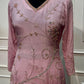 Dusty Pink Chinon A-Line Embroidered Suit Set (RT1449)