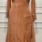 Peach Embroidered Chinon A-Line Suit Set (RT1451)