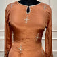 Peach Embroidered Chinon A-Line Suit Set (RT1451)