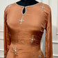 Peach Embroidered Chinon A-Line Suit Set (RT1451)