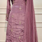 Mauve Embroidered Chinon A-Line Suit Set (RT1452)