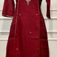 Burgundy Royale Premium Mull Chanderi A-Line Suit Set (RT1456)