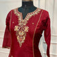 Burgundy Royale Premium Mull Chanderi A-Line Suit Set (RT1456)