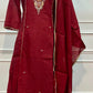 Burgundy Royale Premium Mull Chanderi A-Line Suit Set (RT1456)