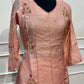 Blush Petal Embroidered Mull Chanderi A-Line Set (RT1460)