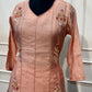 Blush Petal Embroidered Mull Chanderi A-Line Set (RT1460)