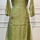 Pistachio Petal Embroidered Mull Chanderi A-Line Set (RT1459)