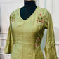 Pistachio Petal Embroidered Mull Chanderi A-Line Set (RT1459)