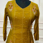 Golden Marigold Embroidered Mull Chanderi A-Line Set (RT1457)