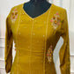 Golden Marigold Embroidered Mull Chanderi A-Line Set (RT1457)