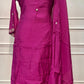 Regal Magenta Floral Mull Chanderi A-Line Set (RT1461)
