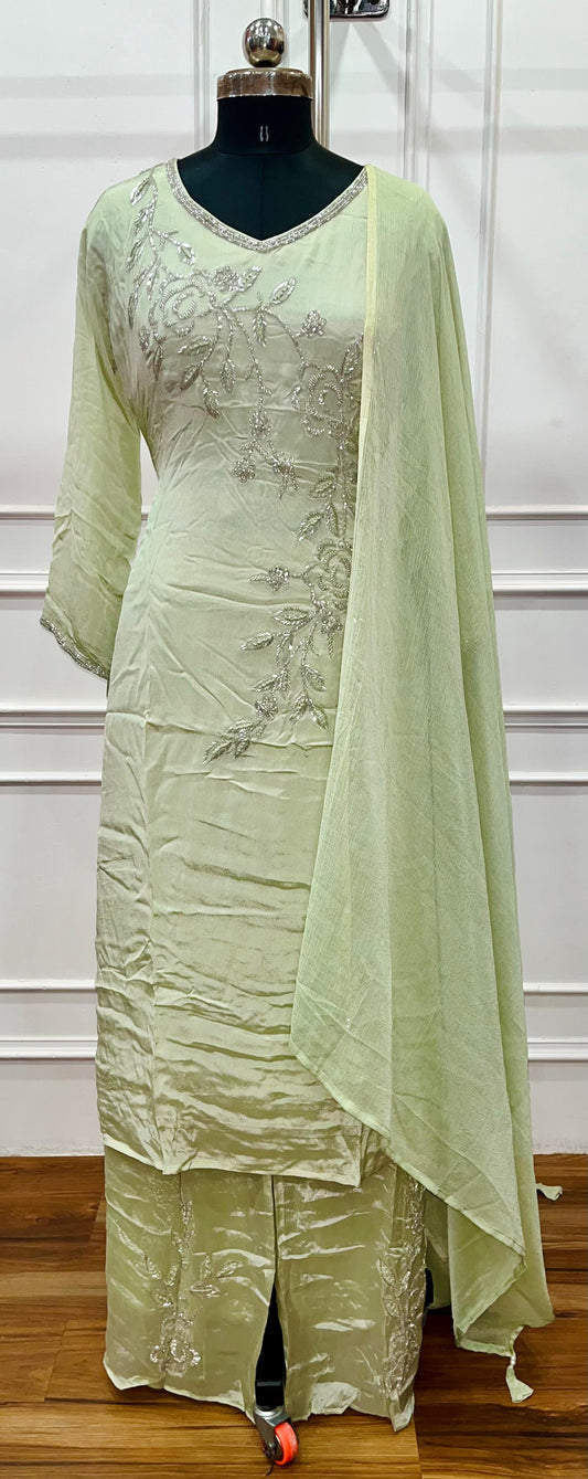 Pistachio Silver Vine Straight-Cut Suit Set(RT1472)