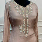 Dusty Rose Embroidered Chinon Straight-Cut Kurta & Sharara Set (RT1489)