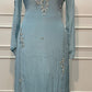 Powder Blue Embroidered Chinon Straight-Cut Kurta & Sharara Set (RT1489)