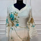 Ivory & Beige Floral Brush-Paint Chinon A-Line Suit Set (RT1495)