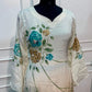 Ivory & Beige Floral Brush-Paint Chinon A-Line Suit Set (RT1495)