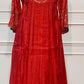 Rich Red A-Line Embroidered Mull Chanderi Suit (RT1501)