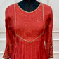 Rich Red A-Line Embroidered Mull Chanderi Suit (RT1501)
