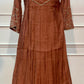 Terracotta Rust A-Line Embroidered Mull Chanderi Suit (RT1500)