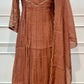 Terracotta Rust A-Line Embroidered Mull Chanderi Suit (RT1500)