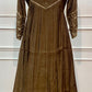Olive Brown A-Line Embroidered Mull Chanderi Suit (RT1499)