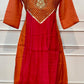 Royal Orange & Rani Pink Dual-Shade Embroidered Mull Chanderi A-Line Suit (RT1497)