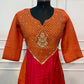 Royal Orange & Rani Pink Dual-Shade Embroidered Mull Chanderi A-Line Suit (RT1497)