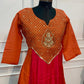 Royal Orange & Rani Pink Dual-Shade Embroidered Mull Chanderi A-Line Suit (RT1497)