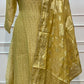 Golden Olive Floral Embellished A-Line Suit (RT1506)