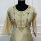 Champagne Beige Salsa Embroidered 3-Piece Straight-Cut Suit Set (RT1513)