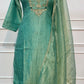 Sage Green Salsa Embroidered 3-Piece Straight-Cut Suit Set (RT1514)
