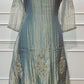 Silver Mist Embroidered A-Line Suit Set with Striped Dupatta (RT1510)