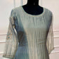 Silver Mist Embroidered A-Line Suit Set with Striped Dupatta (RT1510)