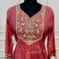 Rose Pink Floral Embroidered A-Line Suit (RT1518)