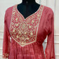 Rose Pink Floral Embroidered A-Line Suit (RT1518)