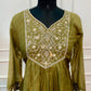 Olive Green Floral Embroidered A-Line Suit (RT1519)