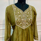 Olive Green Floral Embroidered A-Line Suit (RT1519)