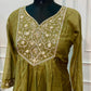 Olive Green Floral Embroidered A-Line Suit (RT1519)