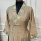 Beige Pastel Floral Embroidered A-Line Kurta Set (RT1517)