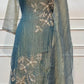 Dusty Blue Salsa A-Line Embroidered Set (RT1519)