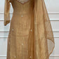 Golden Beige Embroidered A-Line Suit (RT1521)