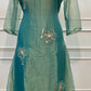 Teal Blue Floral Embroidered A-Line Suit (RT1523)
