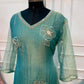 Teal Blue Floral Embroidered A-Line Suit (RT1523)
